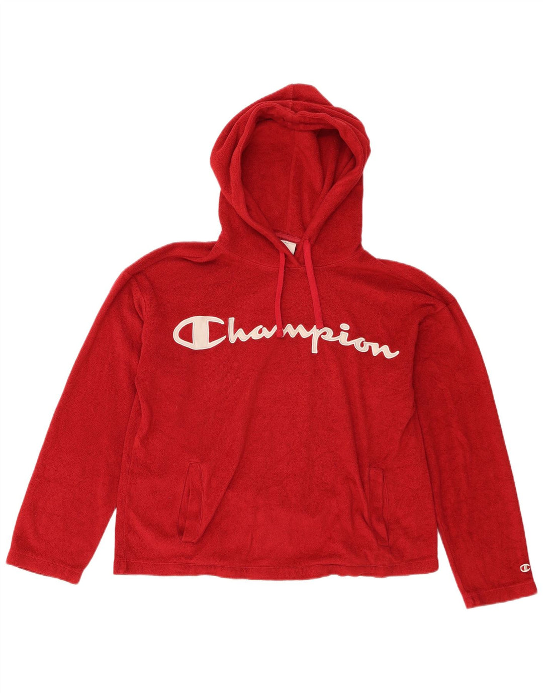 Jumper feminino de lã com capuz gráfico Champion UK 14 poliéster vermelho médio