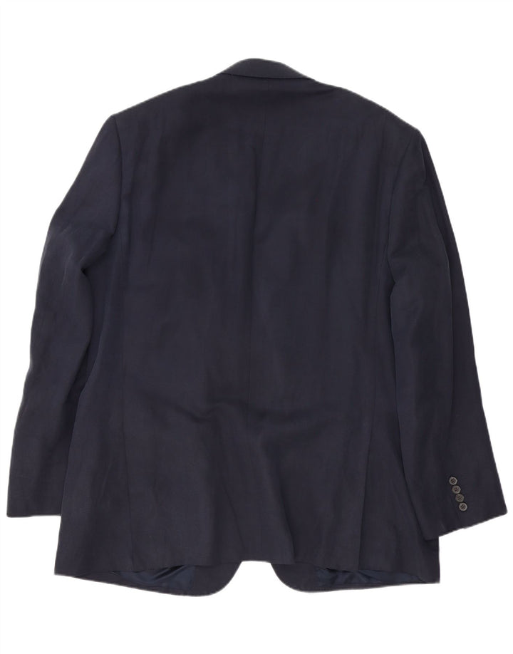 Jaqueta blazer masculina de 2 botões Marks & Spencer Reino Unido 46 XL azul marinho seda