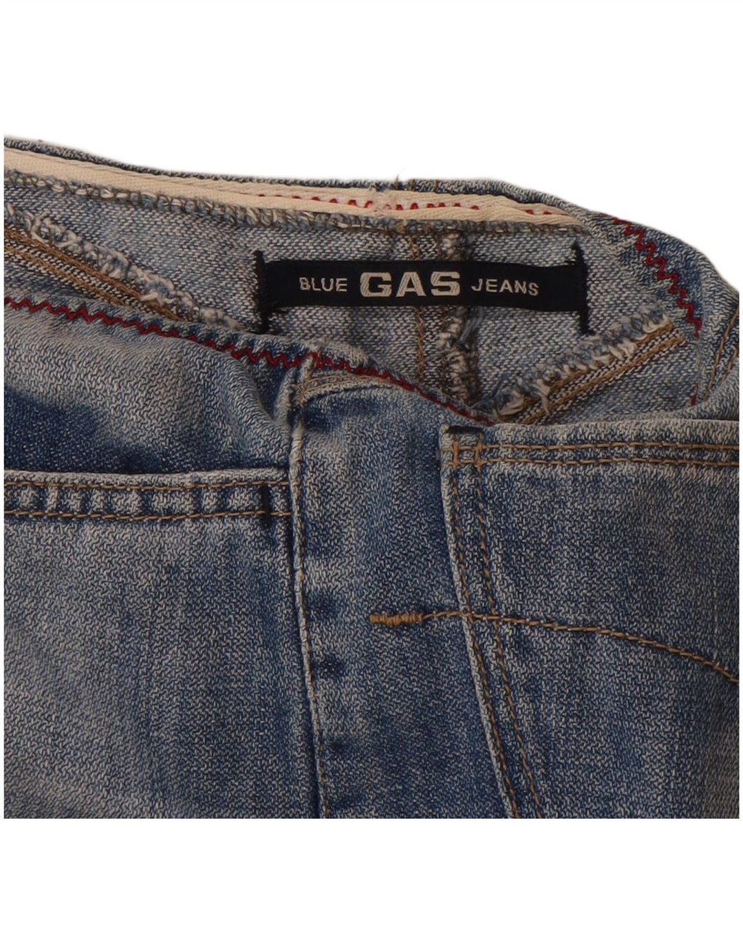 Saia jeans feminina de cintura alta GAS pequena W27 azul