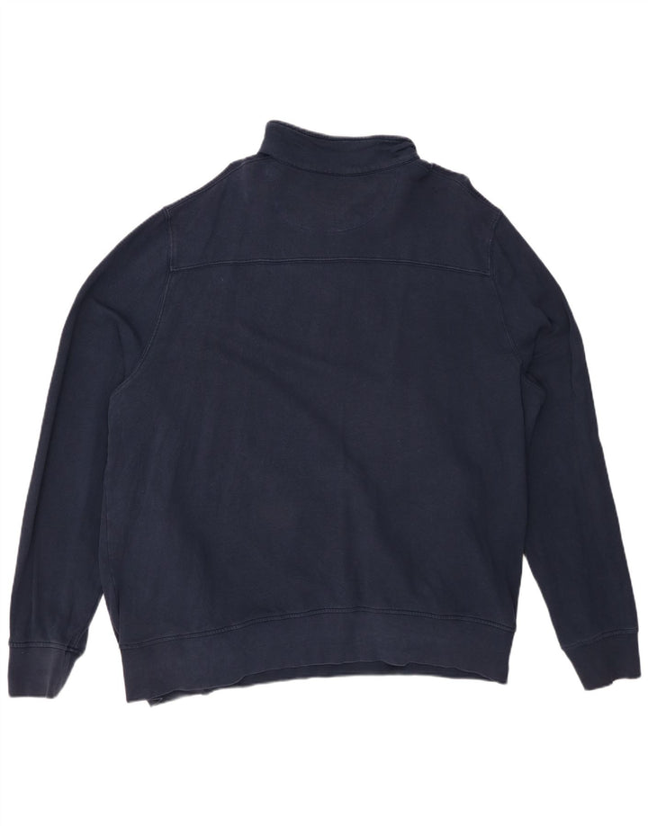 WHITE STUFF Mens Polo Neck Moletom Jumper 2XL Azul Marinho Algodão