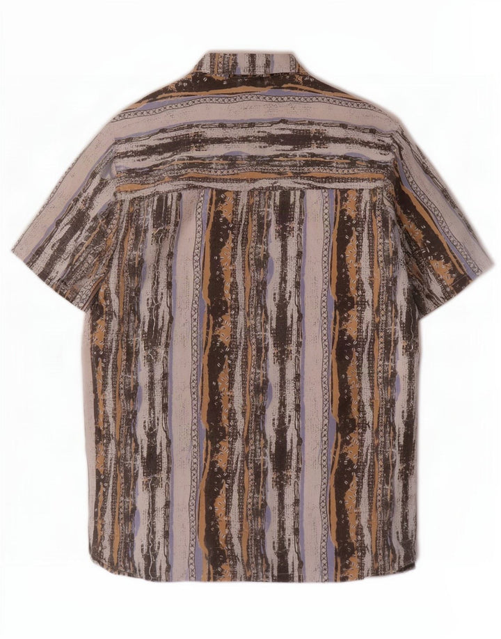 Beyond Camisa masculina de manga curta grande poliéster listrado multicolorido
