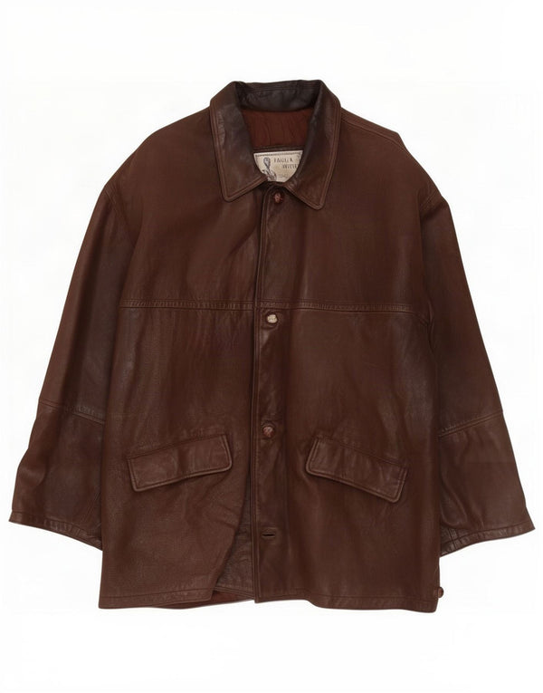 Paul & Wite Jaqueta de couro masculina Reino Unido 44 2XL Marrom