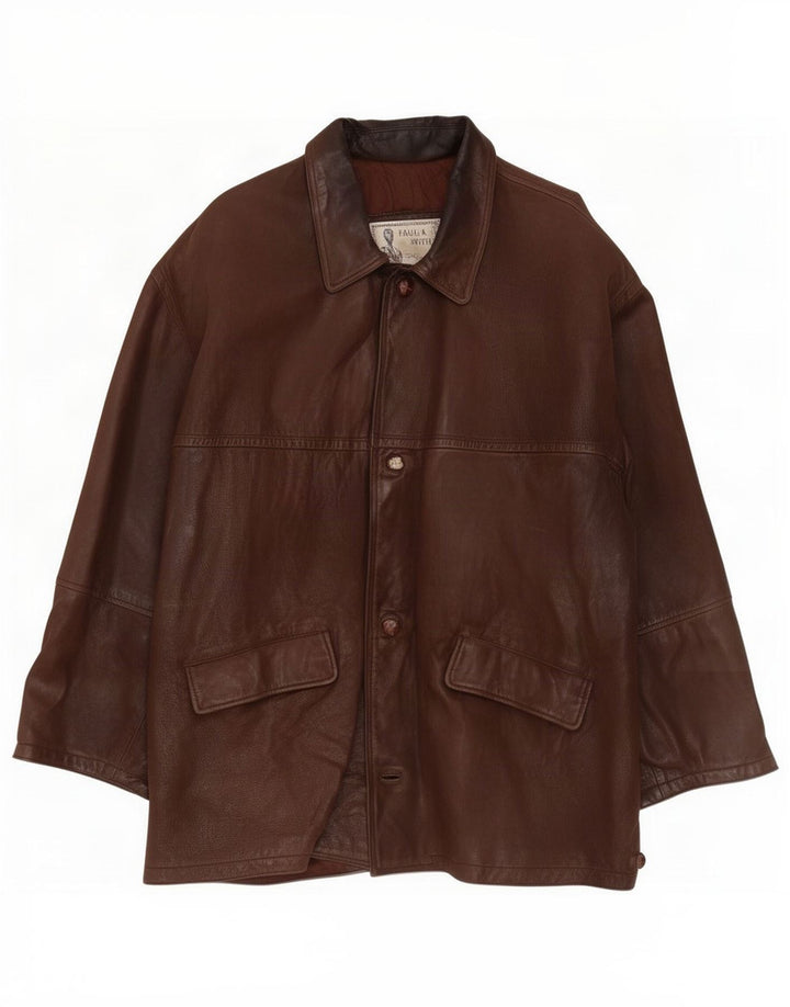 Paul & Wite Jaqueta de couro masculina Reino Unido 44 2XL Marrom