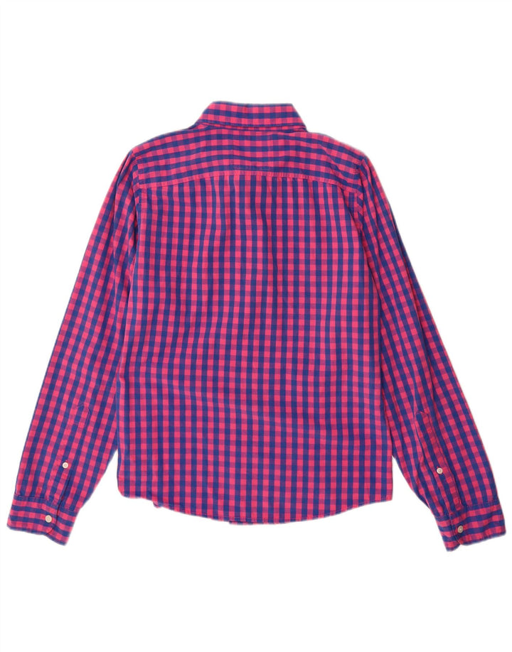 Camisa masculina HOLLISTER de algodão xadrez rosa médio