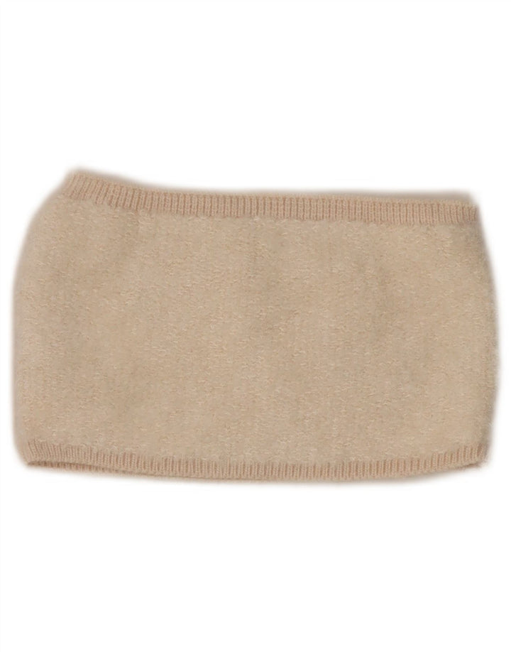 Zara Womens Knit Crop Top UK 8 Pequeno Bege Acrílico