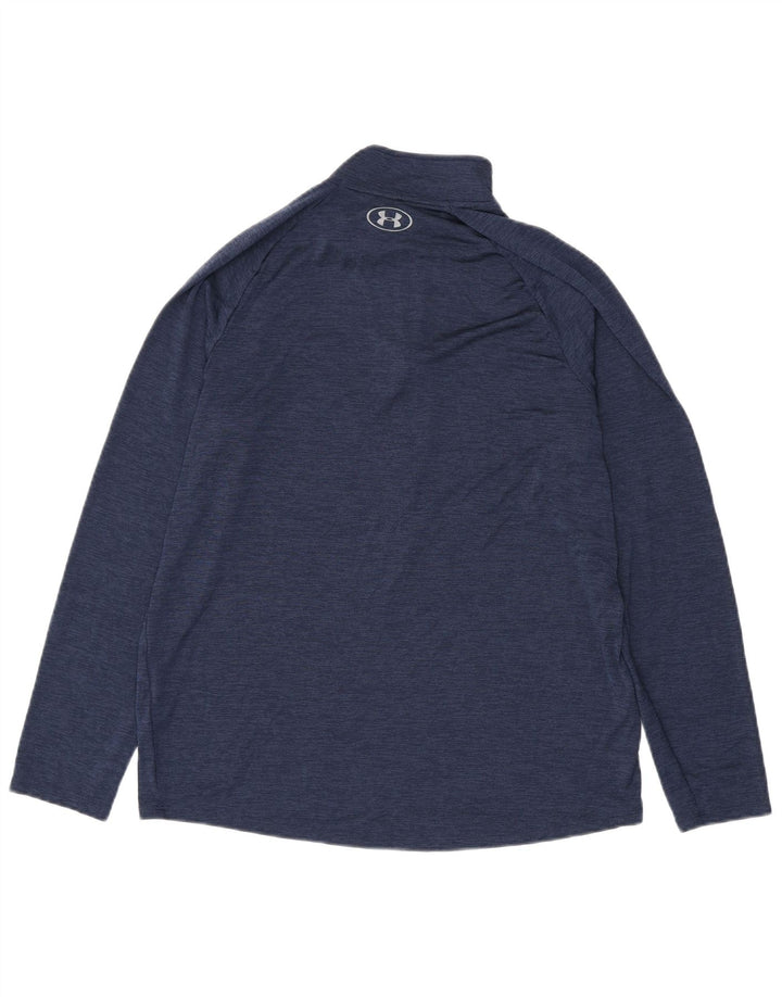 Under Armour Mens Heat Gear Zip Neck Pulôver Treino Top Grande Azul Marinho