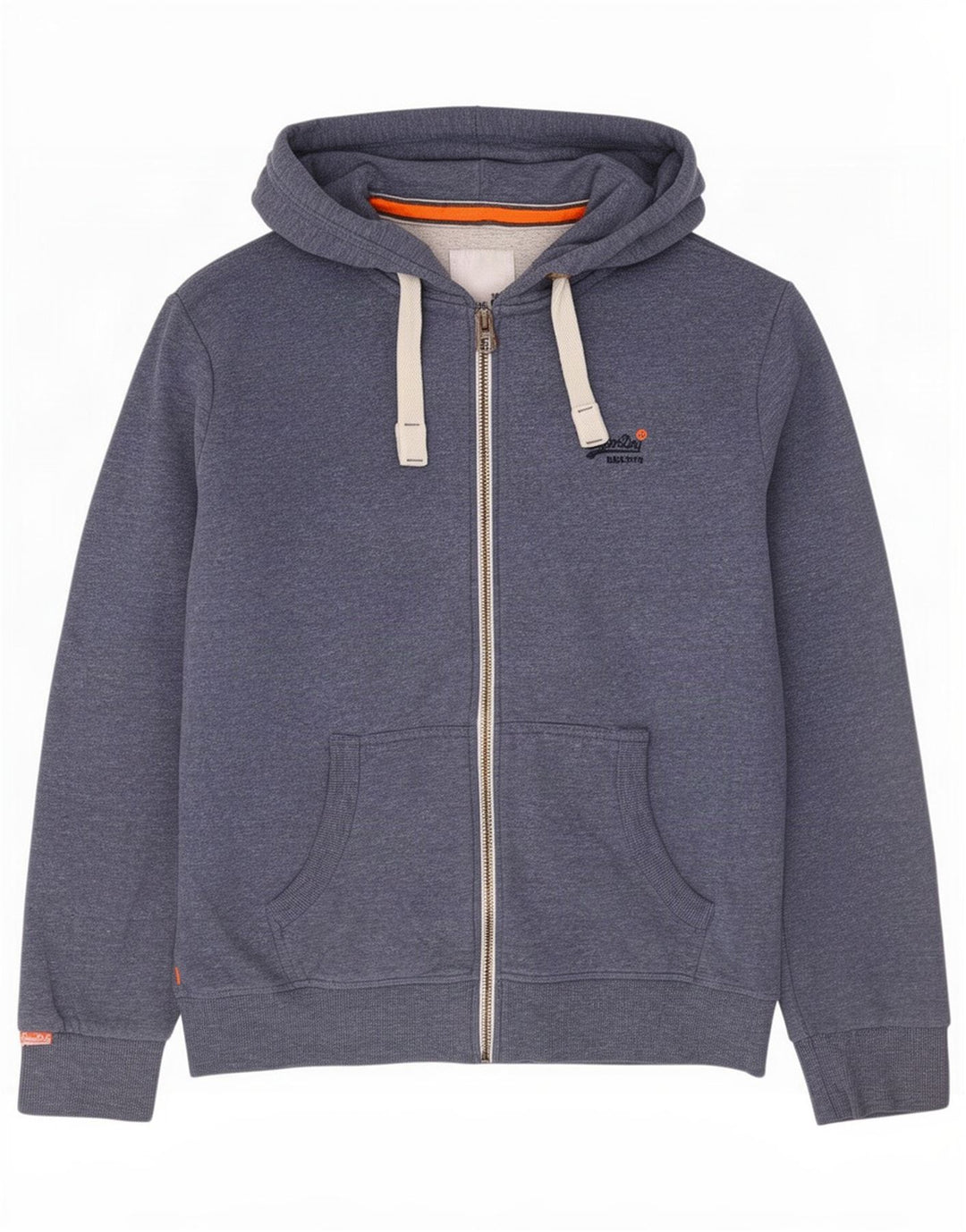 Suéter masculino Superdry com capuz e zíper 3XL algodão azul