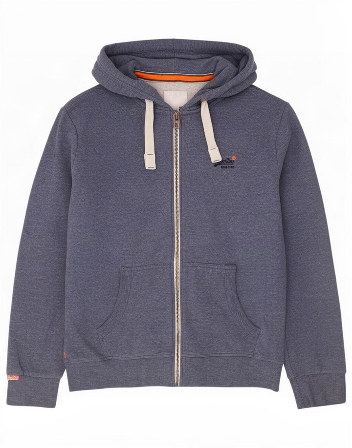 Suéter masculino Superdry com capuz e zíper 3XL algodão azul