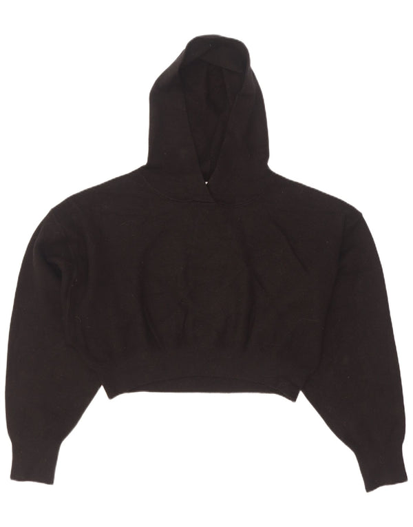 Suéter feminino Zara com capuz e capuz UK 14 médio preto viscose