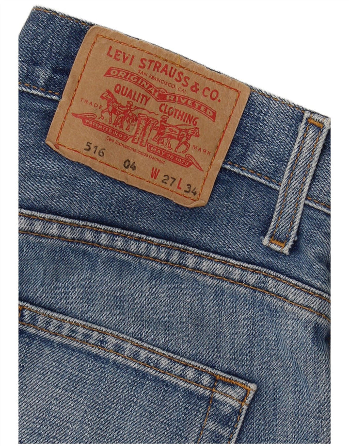 Calça jeans masculina Levi's 516 cortada W27 L25 azul
