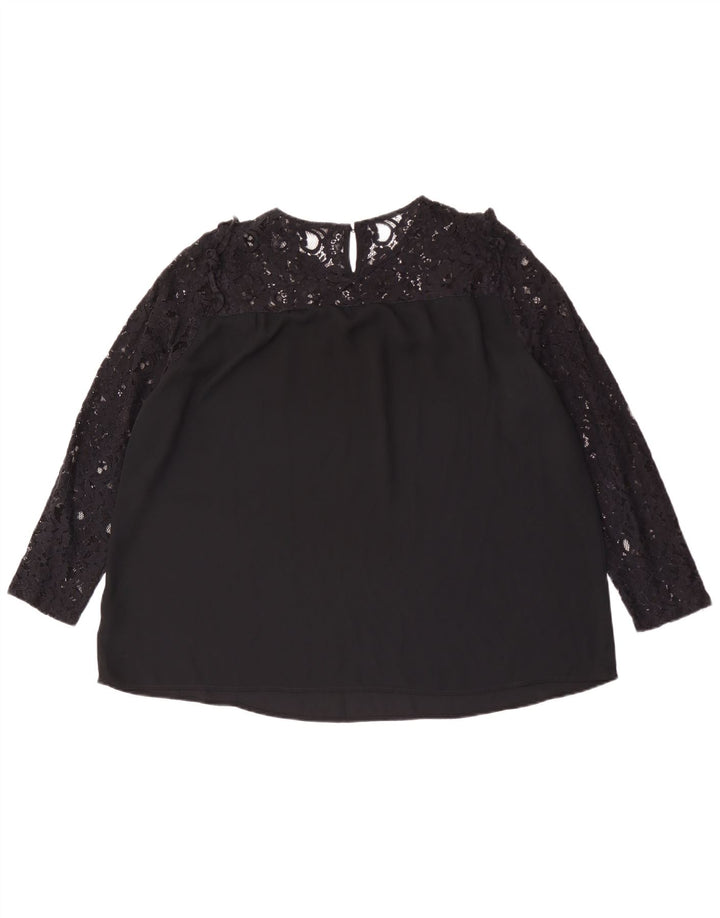 Blusa feminina Marks & Spencer de manga comprida oversized Reino Unido 16 grande preta