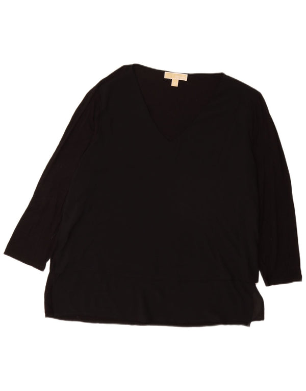 MICHAEL KORS Top feminino manga 3/4 UK 18 XL preto sintético