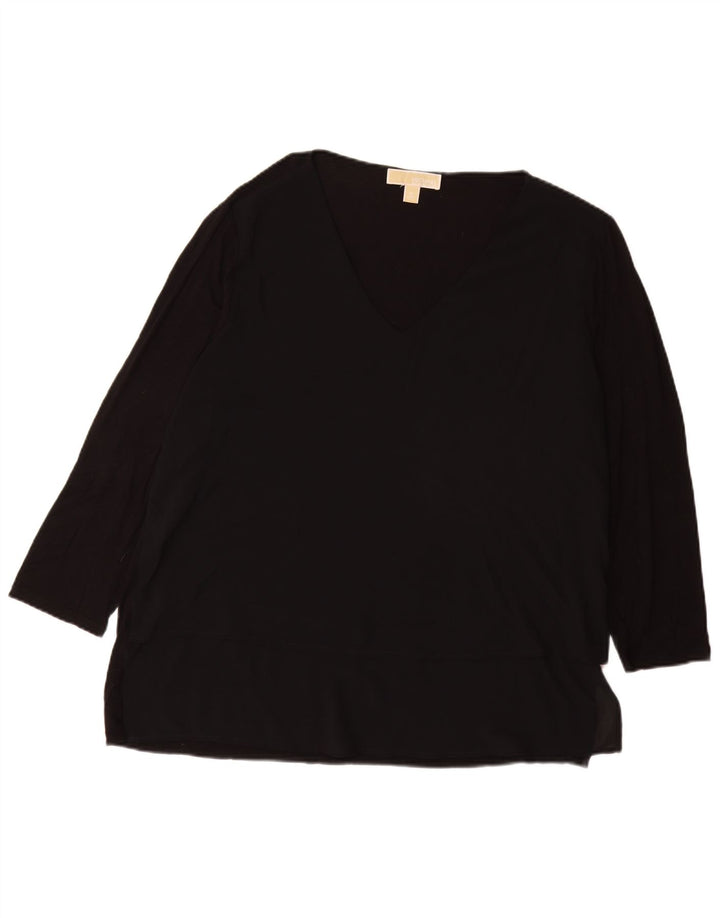 MICHAEL KORS Top feminino manga 3/4 UK 18 XL preto sintético