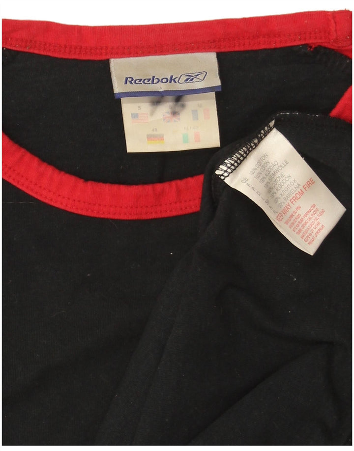 Reebok Mens T-Shirt Top Pequeno Algodão Colorblock Preto