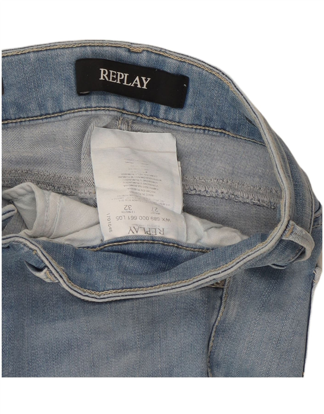 Jeans slim feminino REPLAY W27 L27 algodão azul