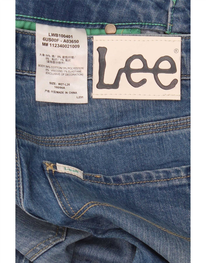 Lee Womens Distressed Slim Jeans W27 L26 Algodão Azul