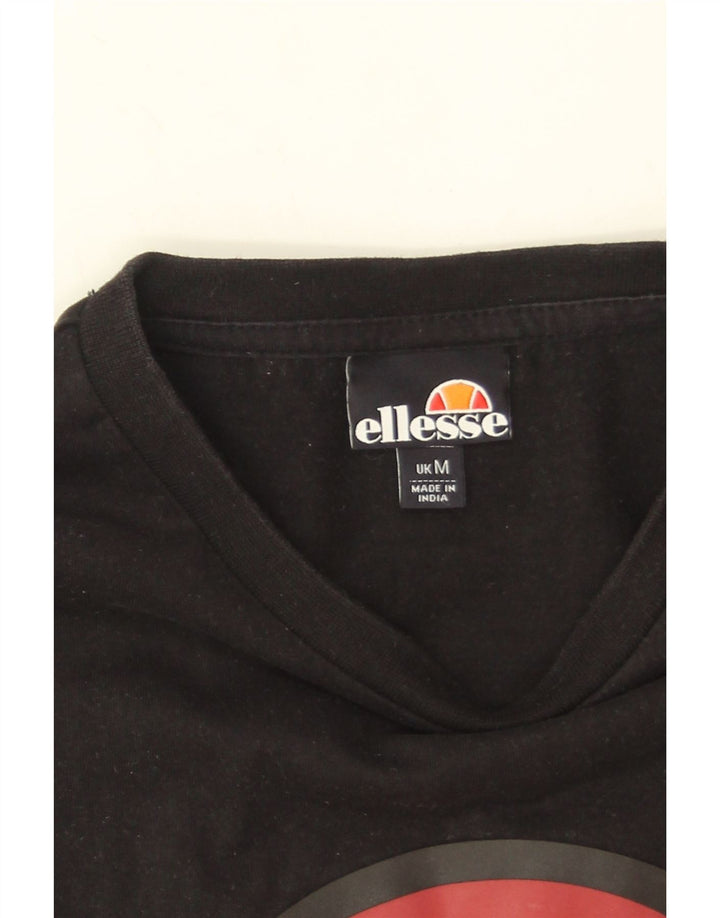 Ellesse Camiseta masculina gráfica top médio preto