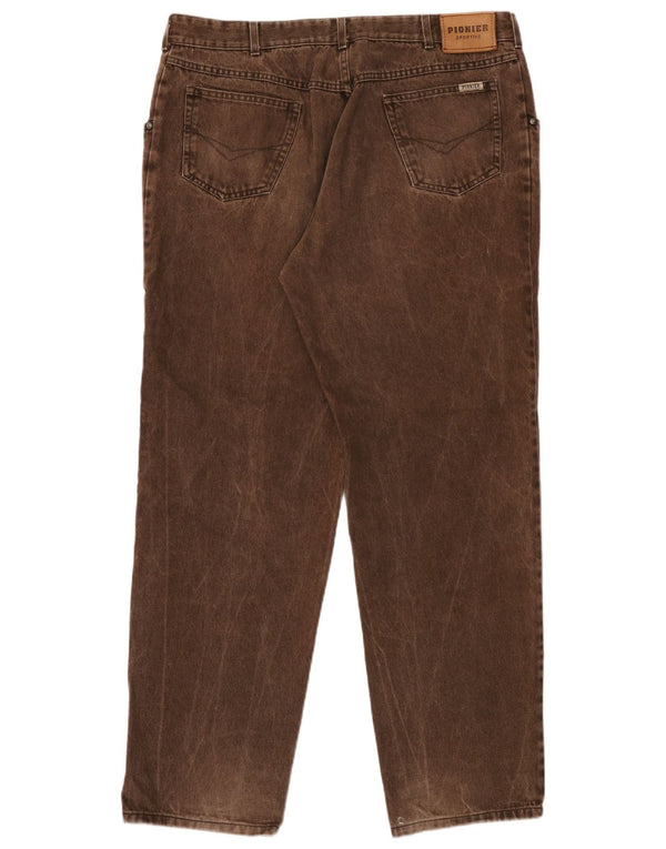 Jeans cônicos masculinos Pioneer W40 L34 algodão marrom