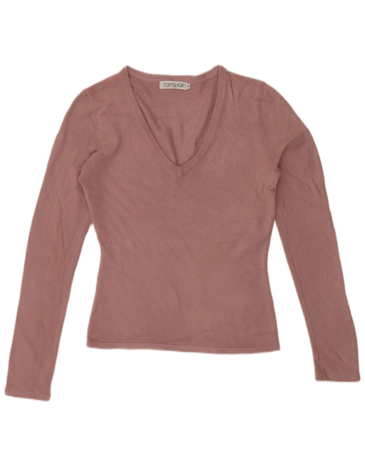 Topshop Feminino Top Manga Longa Reino Unido 8 Pequeno Acrílico Rosa