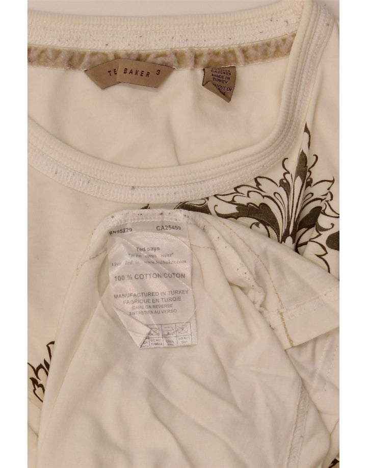 Camiseta gráfica masculina Ted Baker tamanho superior 3 algodão branco médio