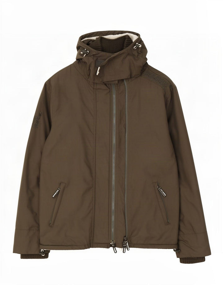Jaqueta corta-vento masculina Superdry com capuz e blusão UK 40 grande cáqui