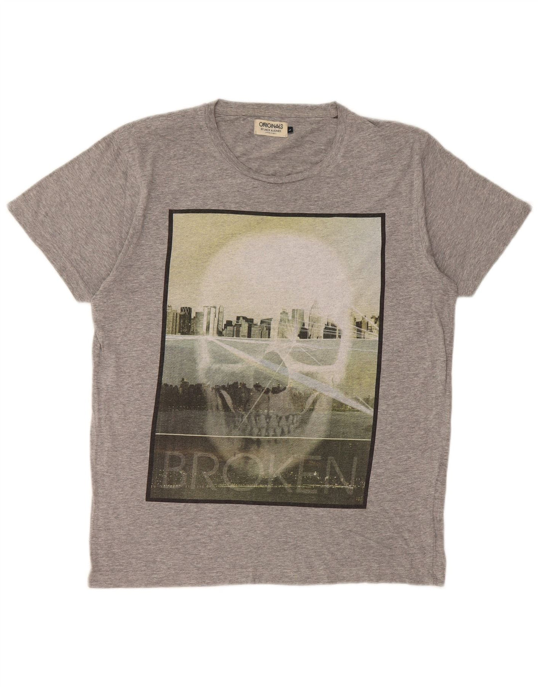 Camiseta gráfica masculina Jack & Jones grande cinza
