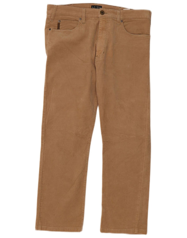 Calça masculina de veludo cotelê Armani Jeans W36 L28 algodão bege