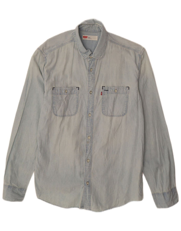 Camisa jeans masculina Levi's Standard Fit grande algodão azul