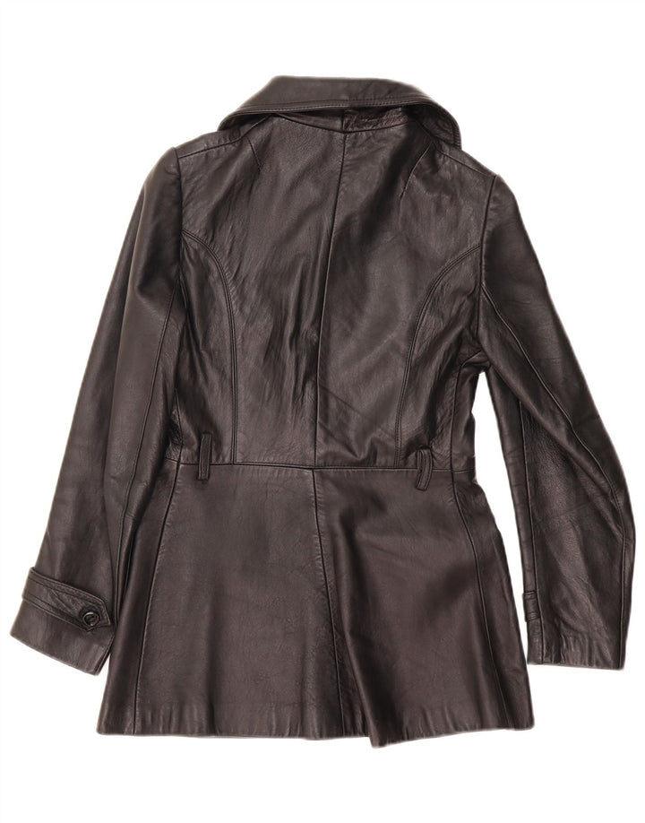 Jaqueta de couro feminina vintage UK 8 pequena preta