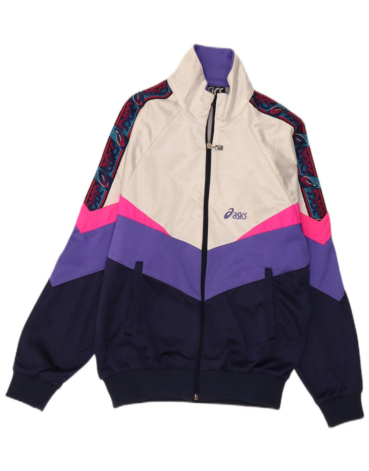 Jaqueta feminina ASICS IT 46 grande bloco colorido azul marinho