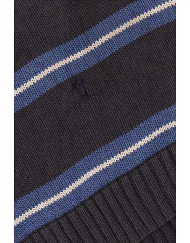 Suéter masculino Zara com decote em V grande listrado cinza