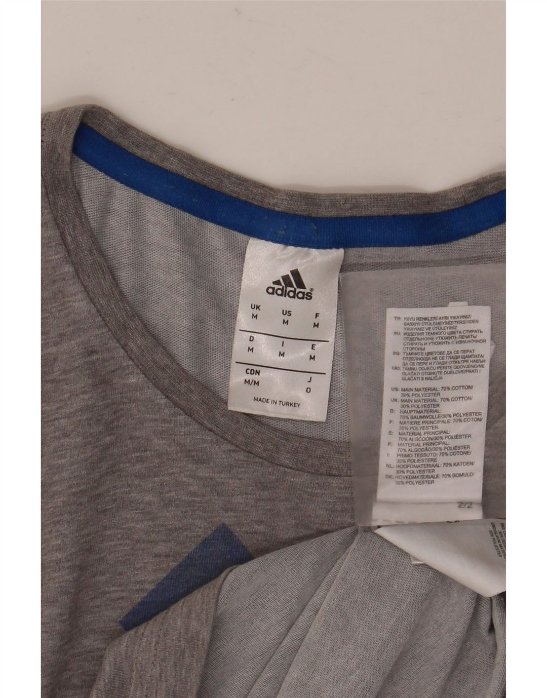 Camiseta masculina ADIDAS com estampa gráfica cinza médio algodão manchado