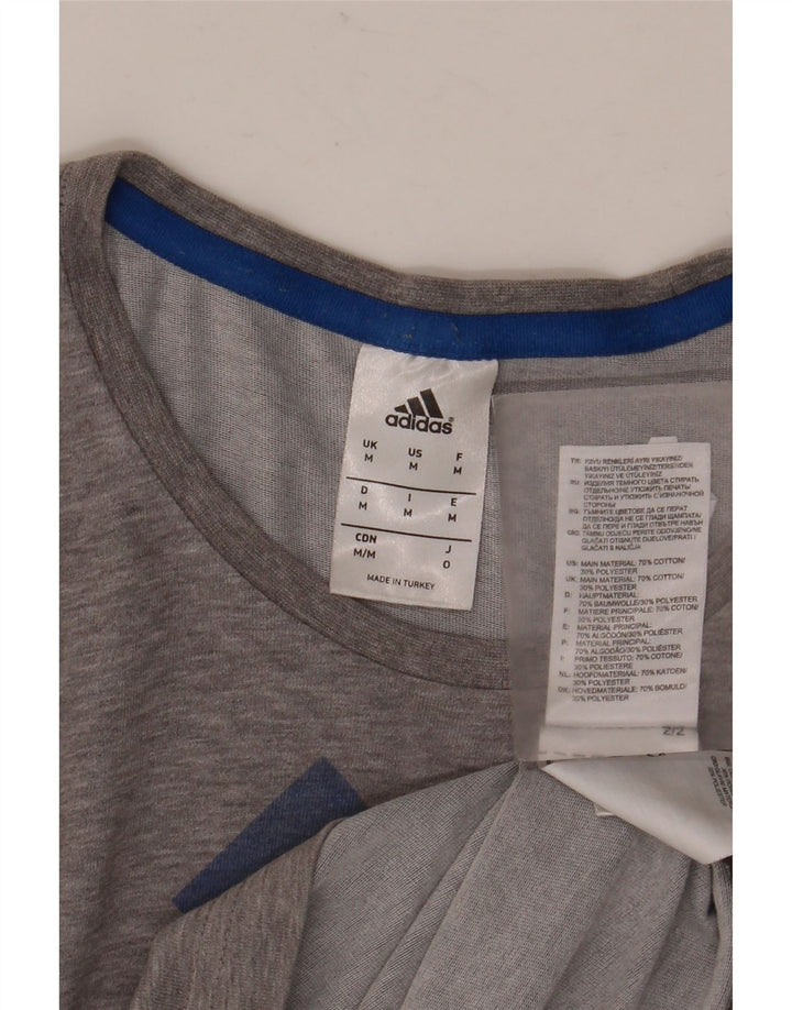 Camiseta masculina ADIDAS com estampa gráfica cinza médio algodão manchado