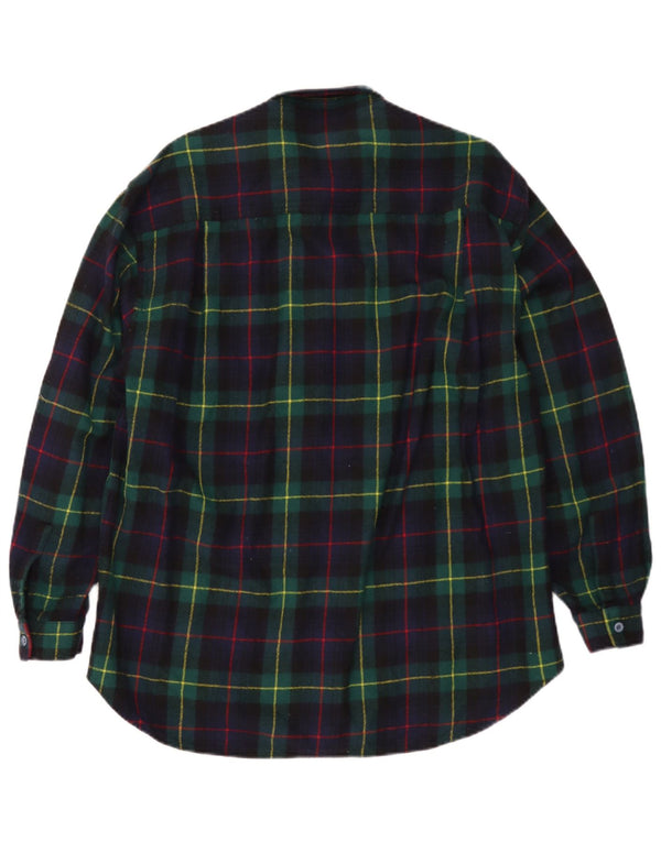 Camisa masculina vintage de flanela grande xadrez azul marinho