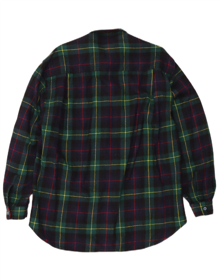 Camisa masculina vintage de flanela grande xadrez azul marinho
