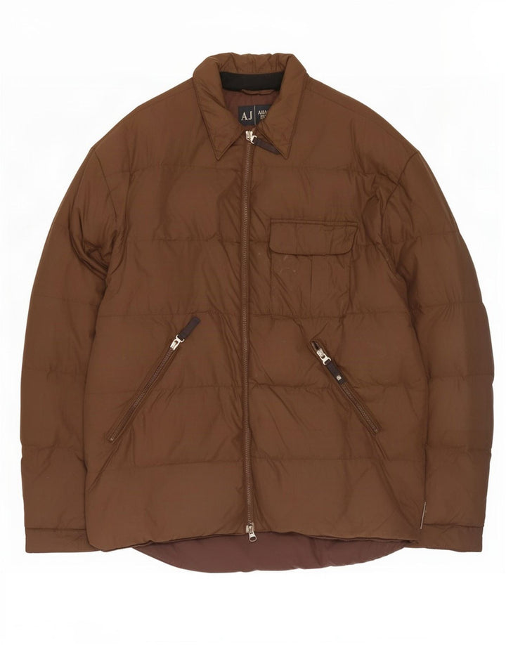 Jaqueta acolchoada masculina Armani UK 44 2XL poliamida marrom