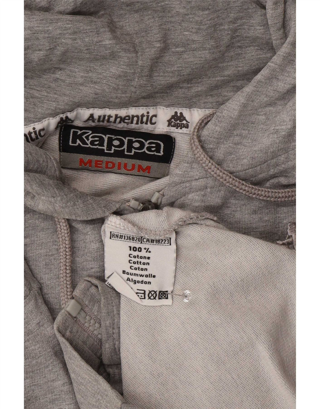 Suéter masculino Kappa com capuz e zíper cinza médio algodão