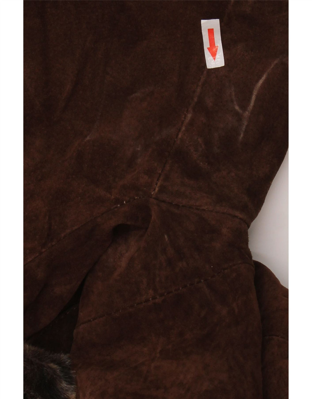 Sobretudo de camurça vintage feminino Reino Unido 14 grande couro marrom com estampa animal