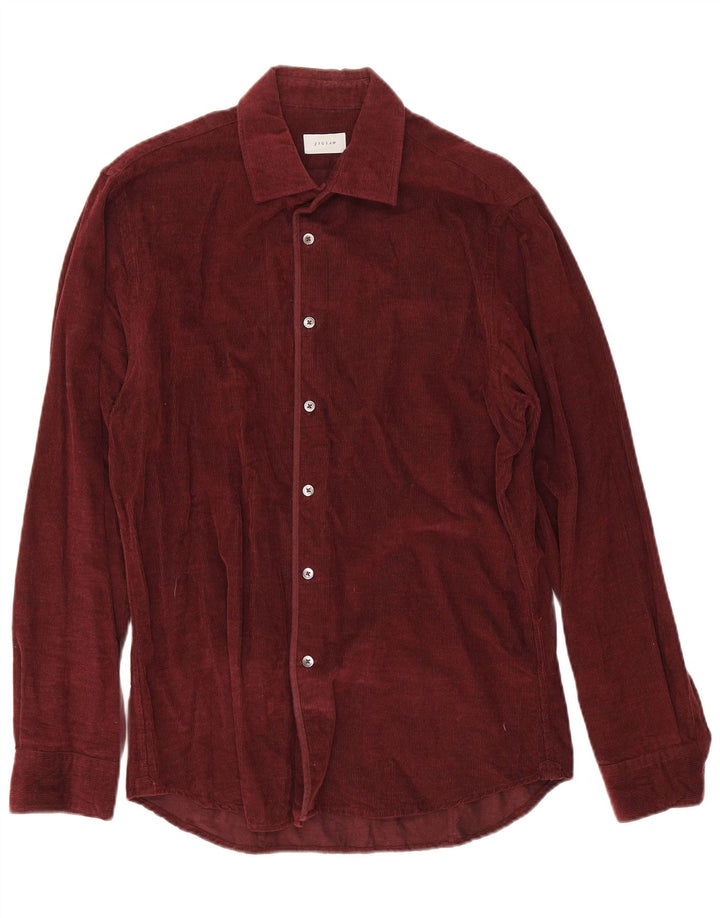 Camisa masculina de veludo Jigsaw médio algodão Borgonha