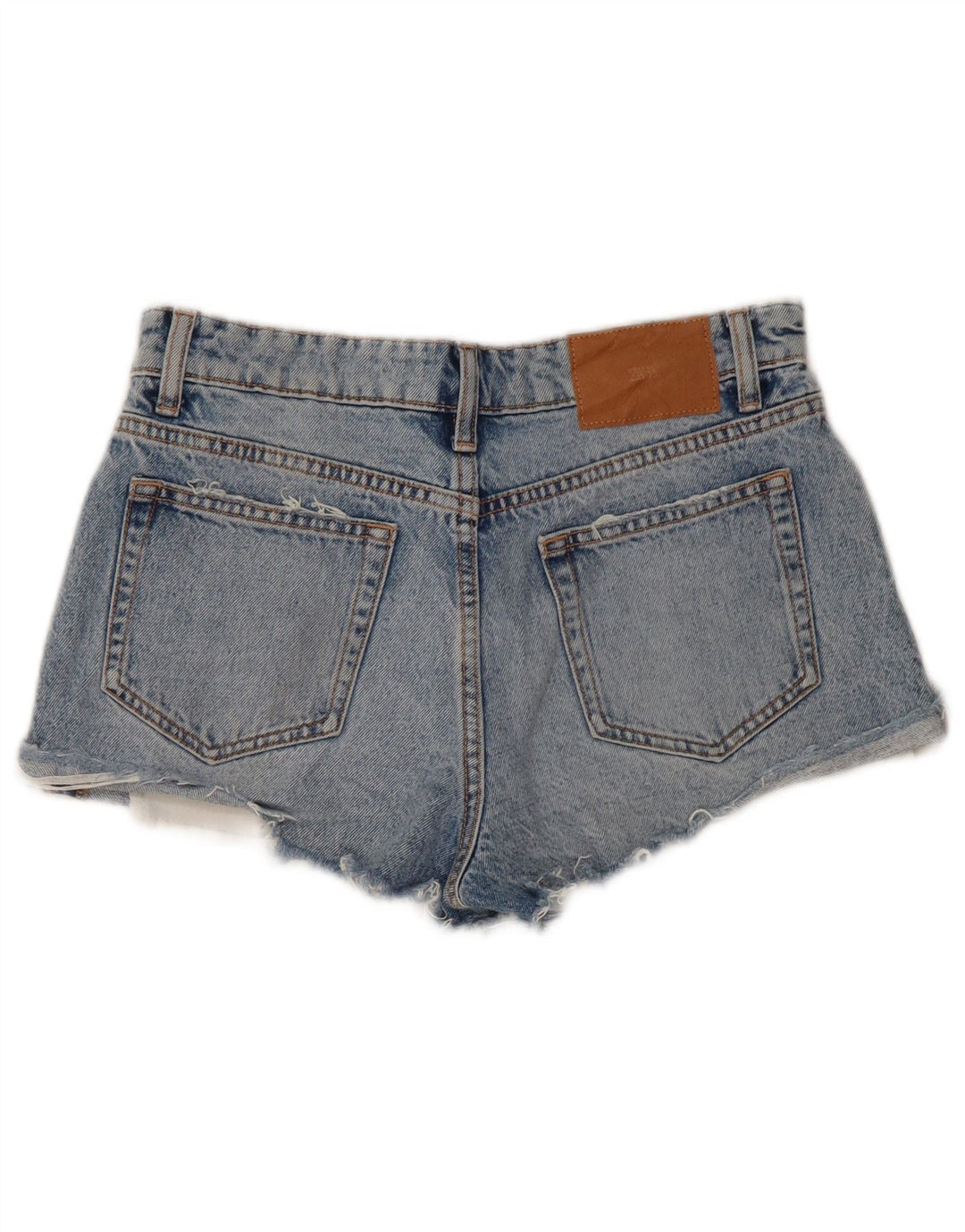ZARA Shorts jeans feminino desgastado EU 36 XS W26 azul algodão