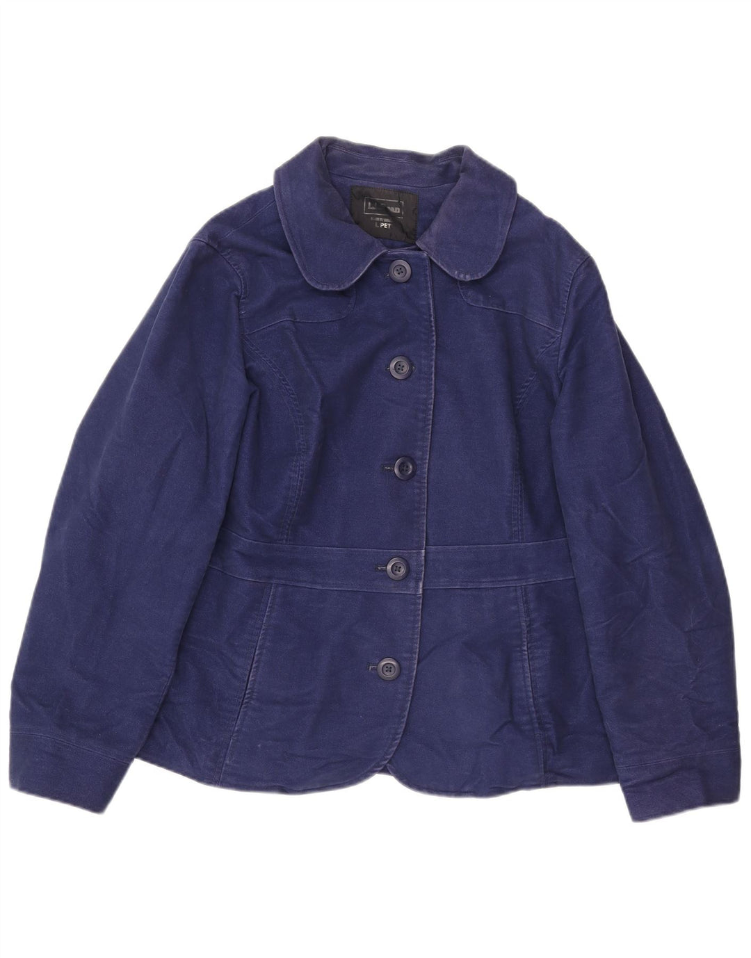 Jaqueta blazer feminina L.L.Bean Petite Denim com 5 botões Reino Unido 16 grande azul marinho