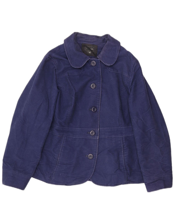 Jaqueta blazer feminina L.L.Bean Petite Denim com 5 botões Reino Unido 16 grande azul marinho