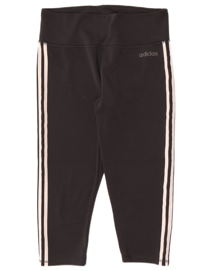 Adidas Womens Climalite Capri Leggings UK 16/18 Grande Preto Poliéster