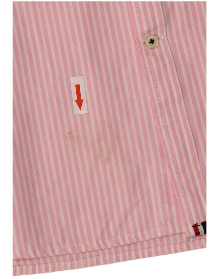 Camisa masculina de manga curta Superdry grande algodão listrado rosa