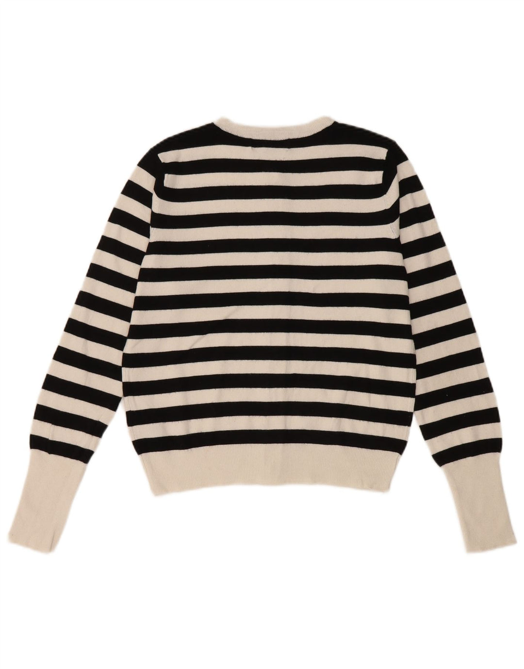 Suéter cardigã feminino Marks & Spencer Reino Unido 8 viscose listrada preta pequena