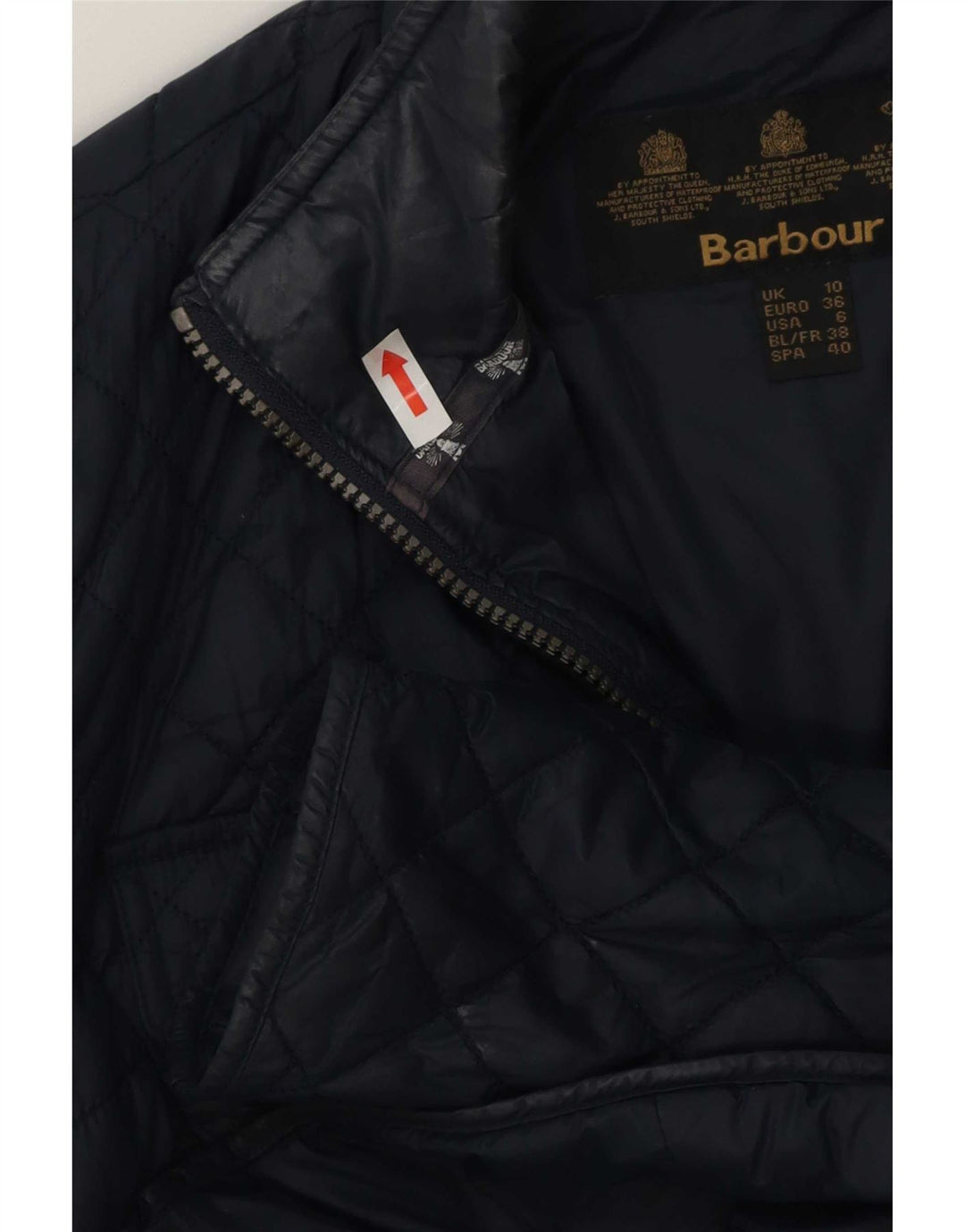 Jaqueta acolchoada feminina Barbour UK 10 pequena azul marinho