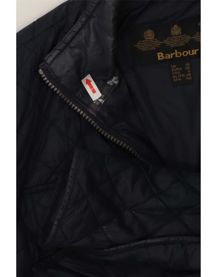 Jaqueta acolchoada feminina Barbour UK 10 pequena azul marinho