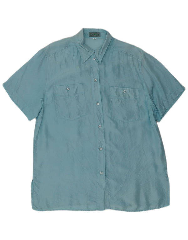 Camisa feminina de manga curta De Ville EU 44 XL azul seda