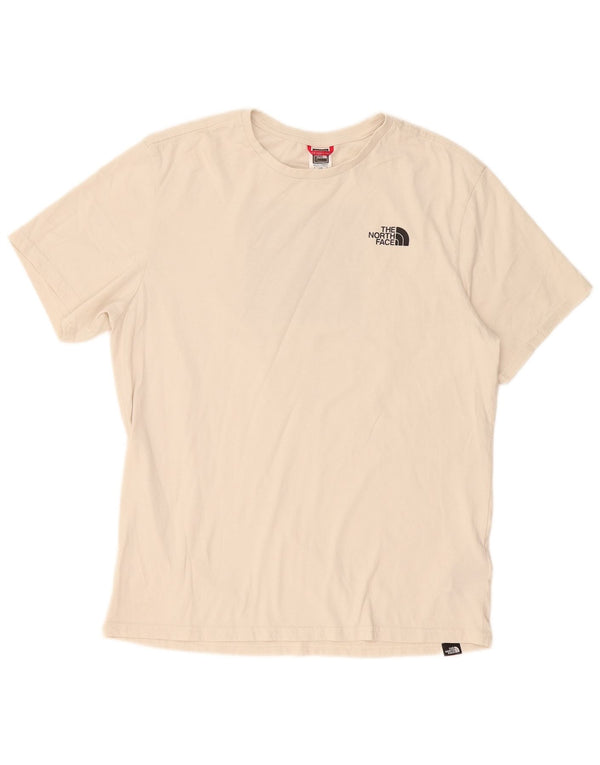 Camiseta masculina The North Face Slim Fit com estampa gráfica grande de algodão bege