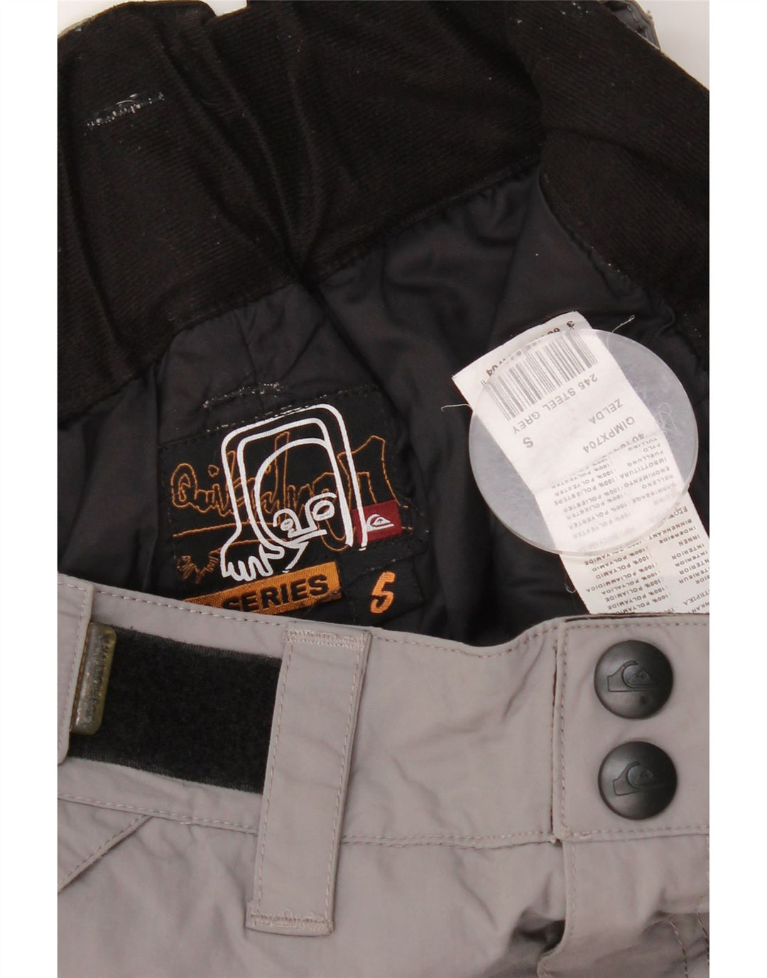 Calças de esqui masculinas Quiksilver pequenas poliamida cinza